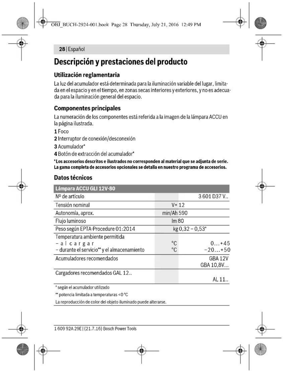 BOSCH GOP 12V28 Professional - Sicherheitshinweise für Akku-Leuchten - 31