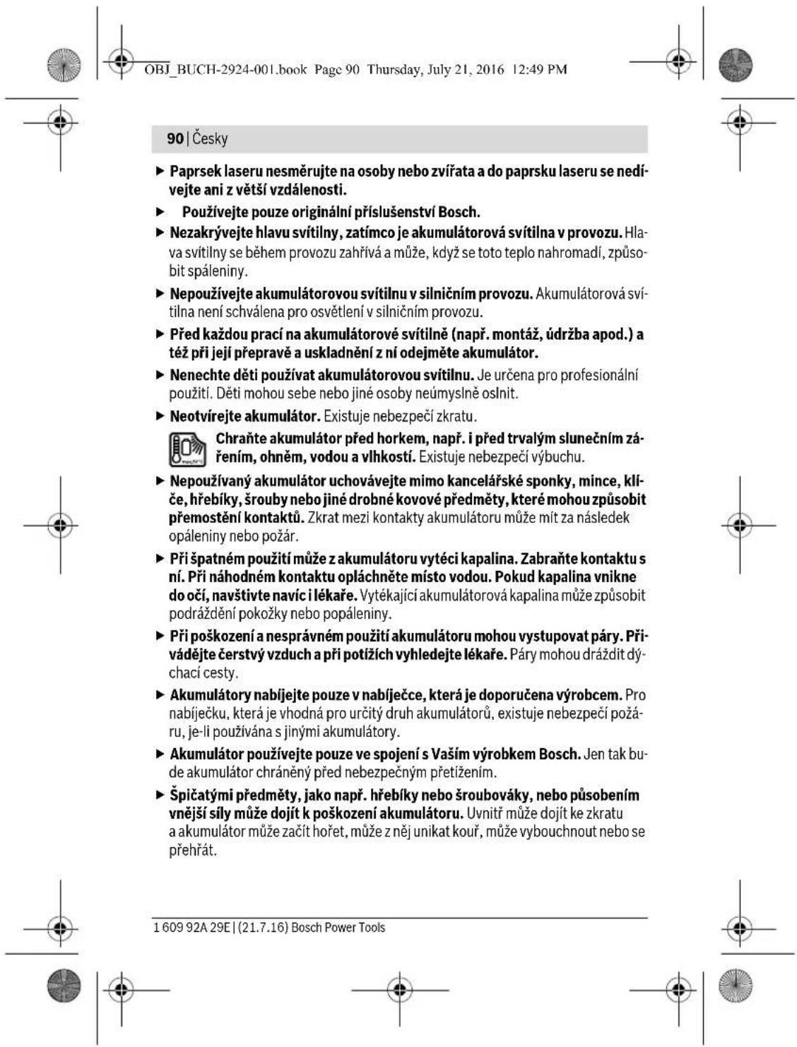 BOSCH GOP 12V28 Professional - Bezpečnostní upozorněné pro akumulátorové svitilny - 9