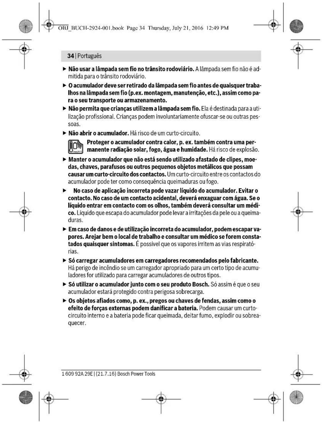 BOSCH GOP 12V28 Professional - Sicherheitshinweise für Akku-Leuchten - 37