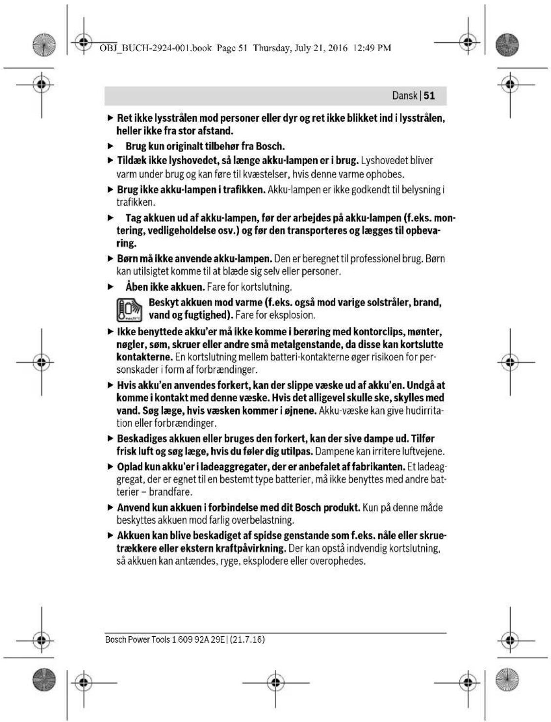 BOSCH GOP 12V28 Professional - Sikkerhedsinstrukser til akku-lamper - 9