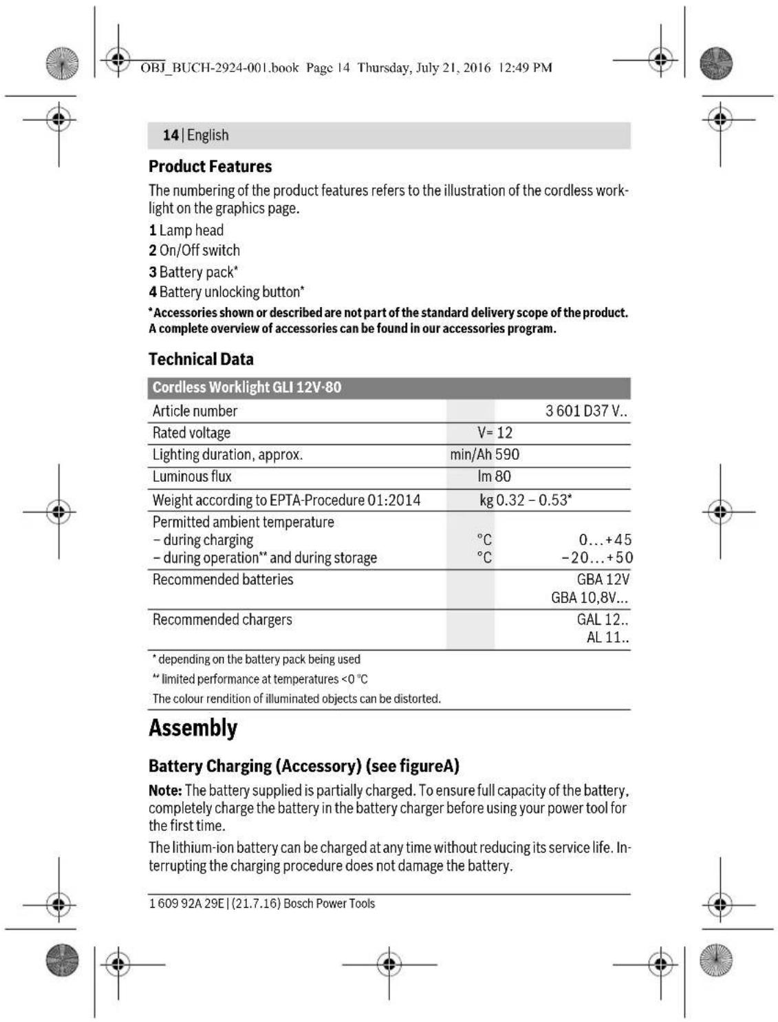 BOSCH GOP 12V28 Professional - Sicherheitshinweise für Akku-Leuchten - 17