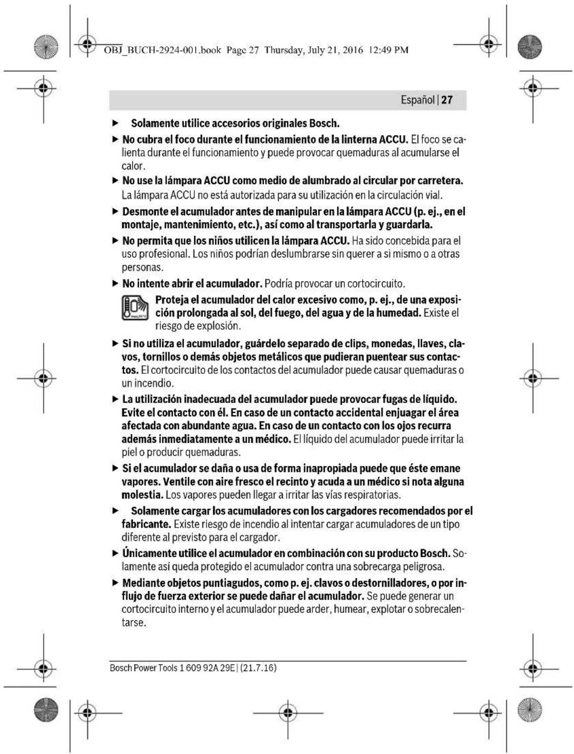 BOSCH GOP 12V28 Professional - Sicherheitshinweise für Akku-Leuchten - 30