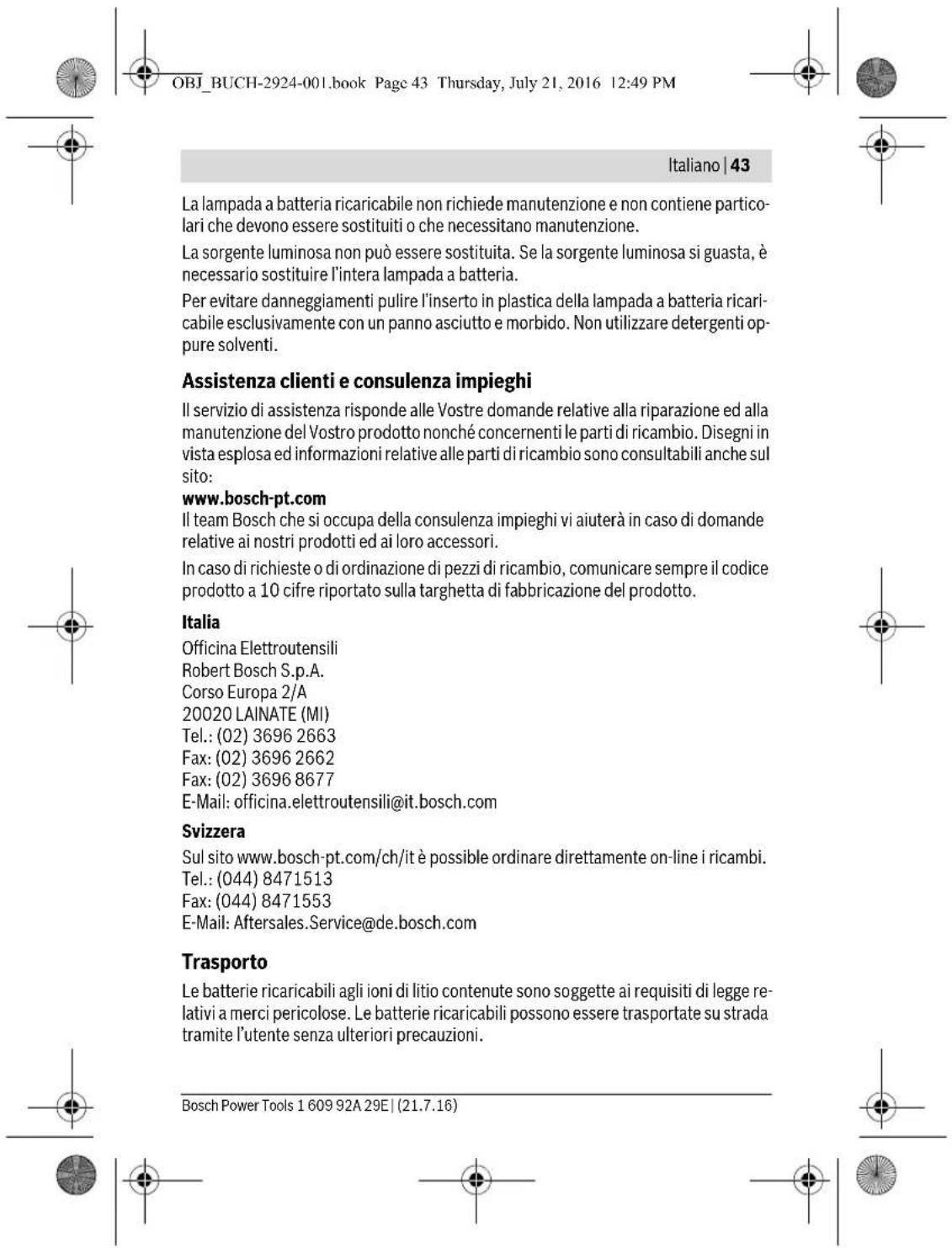 BOSCH GOP 12V28 Professional - Indicazioni di sicurezza per lampade a batteria ricaricabile - 10