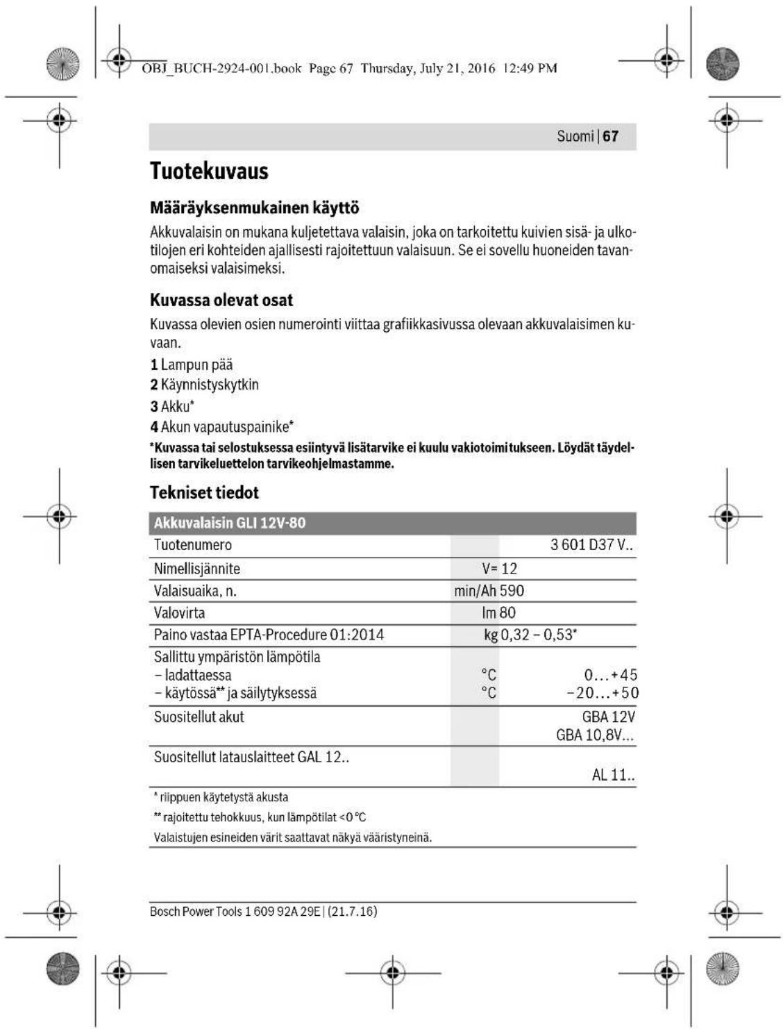 BOSCH GOP 12V28 Professional - Akkuvalaisimen turvallisuusohjeet - 10