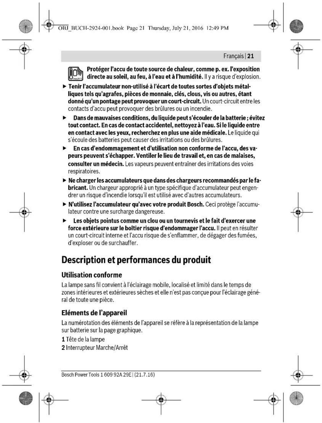 BOSCH GOP 12V28 Professional - Sicherheitshinweise für Akku-Leuchten - 24