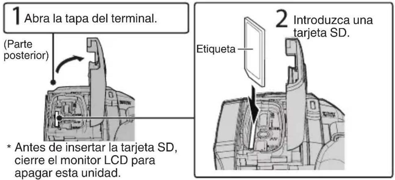 JVC GZR435 - Insertar una tarjeta SD - 1