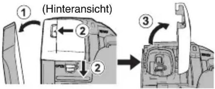 JVC GZR435 - Öffnen Sie die Anschlussabdeckung (SD-Karten-Fachs) - 1