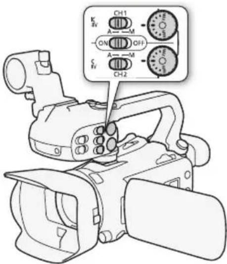 CANON XA35 - Niveau d'enregistrement audio (prises INPUT) - 1