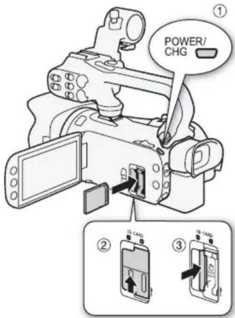 CANON XA35 - Insertion et retrait d'une carte mémoire - 1