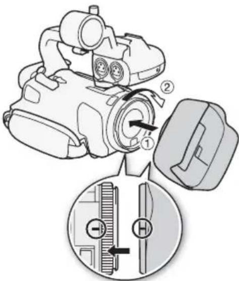 CANON XA35 - Utilisation du pare-soileil et du bouchon d'objectif - 1