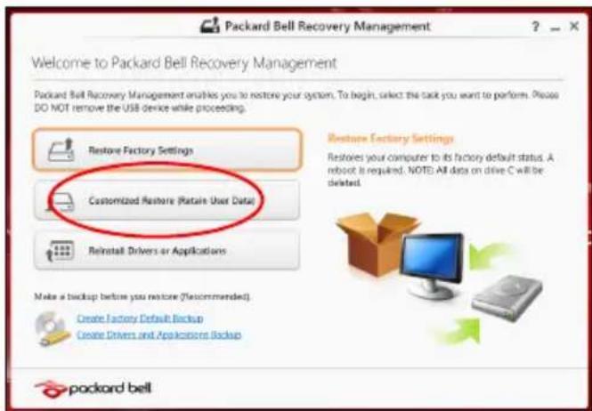 PACKARD BELL Easy Note LG - Restauration personnalisée avec Packard Bell Recovery Management - 1