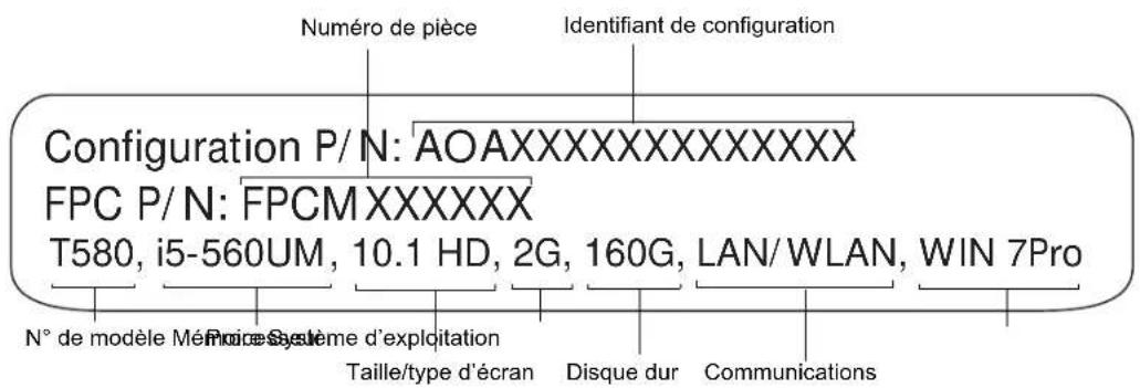 FUJITSU LifeBook T580 - Étiquette de configuration - 1