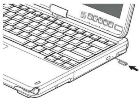 FUJITSU LifeBook T731 - Ouverture d'urgence du plateau de chargement du lecteur optique - 1