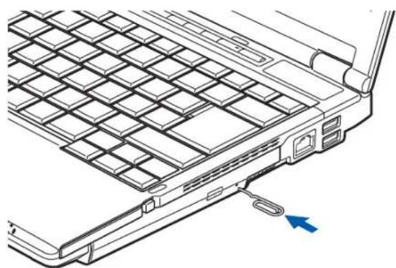 FUJITSU Lifebook S760 - Ouverture d'urgence du plateau du lecteur optique - 1