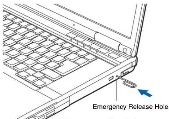 FUJITSU Lifebook E780 - Emergency Optical Drive Tray Release - 1