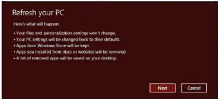PACKARD BELL EasyNote LV - The Refresh your PC window opens. - 1