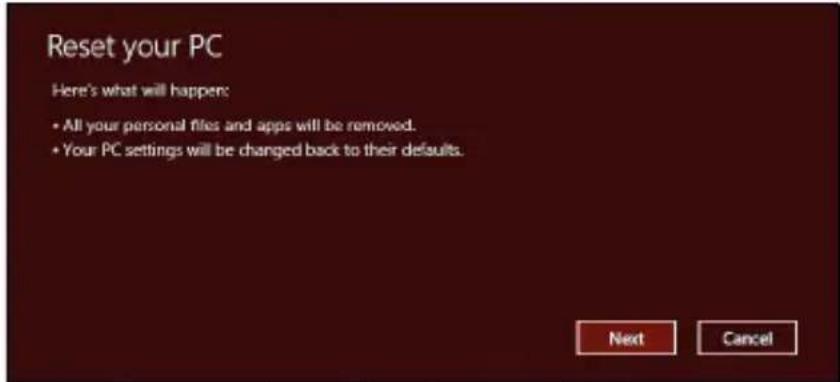 PACKARD BELL EasyNote LV - Caution: Reset your PC will erase all files on your hard drive. - 1