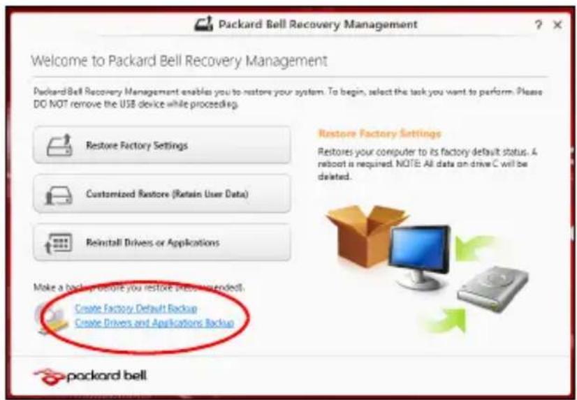 PACKARD BELL EasyNote LV - CREATING A RECOVERY BACKUP - 1