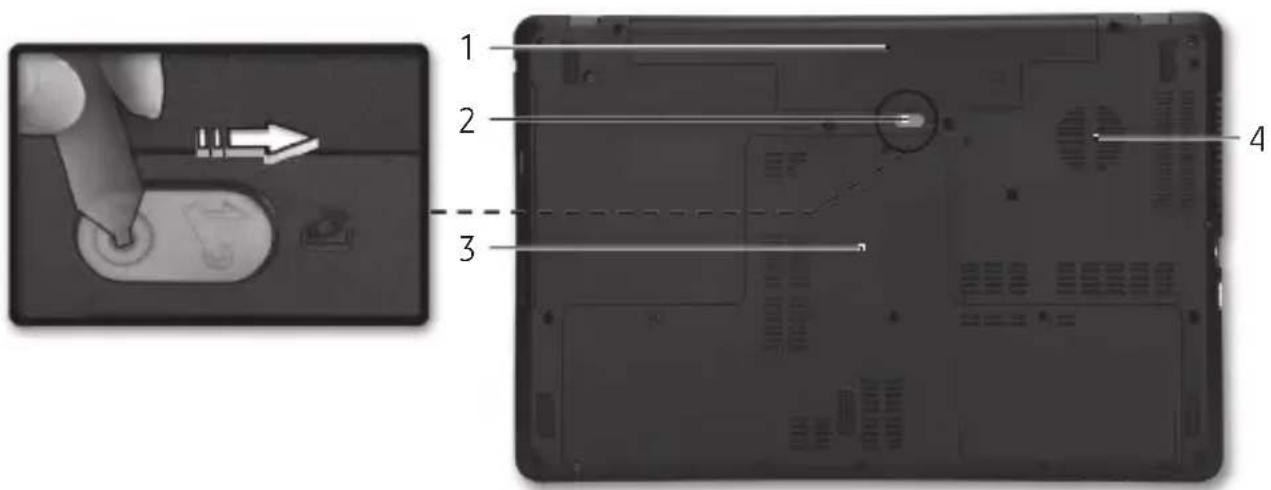PACKARD BELL EasyNote LV - VISTA DE LA BASE - 1