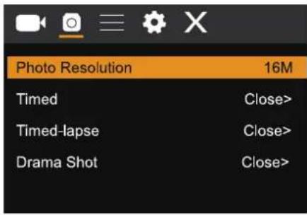 Photo Resolution 16M Timed Close> Timed-lapse Close> Drama Shot Close>