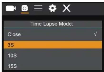 Time-Lapse Mode: Close 3S 10S 15S