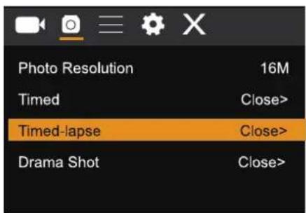 Photo Resolution 16M Timed Close> Timed-lapse Close> Drama Shot Close>