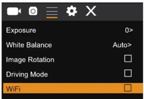 Exposure White Balance Image Rotation Driving Mode WiFi 0> Auto>