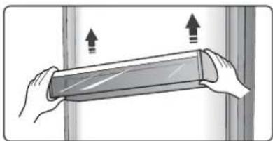 Illustration of two hands holding a rectangular object with upward arrows indicating motion or force.