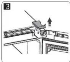 Mechanical assembly diagram showing a lever mechanism with an upward arrow (no text or symbols).