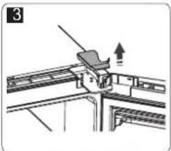 Mechanical assembly diagram showing a bracket with an upward arrow indicating motion (no text or symbols present).
