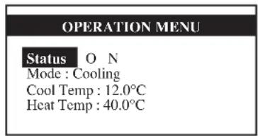 Acson WCCH0703 - Menu de Operación - 1