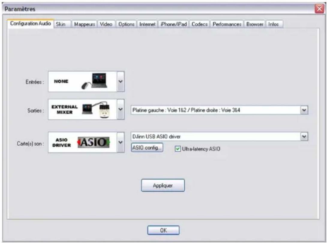Audiophony DJ inn Pro - Virtual DJ Pro best configuration for Mode 1 : - 2