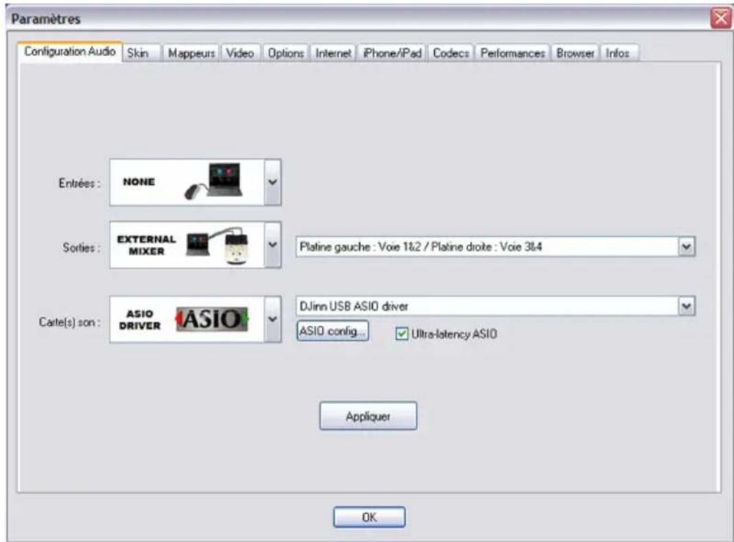 Audiophony DJ inn Pro - Virtual DJ Pro best configuration for Mode 1 : - 1
