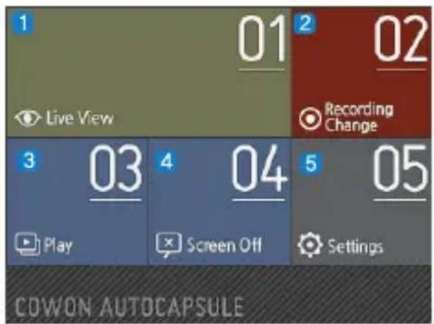 COWON AE1 Auto Capsule - - Menu principal - 1