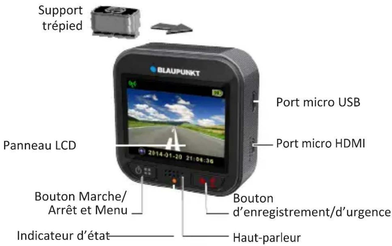 BLAUPUNKT DVR 5.0 Full HD WiFi - Nom des parties de l'appareil - 2
