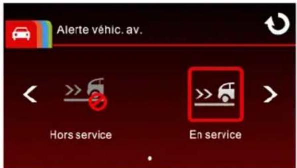 Alerte věhic. av. Hors service En service