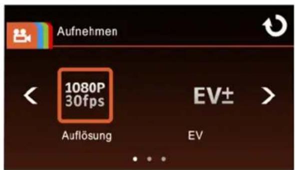 Aufnehmen 1080P 30fps EV± Auflösung EV