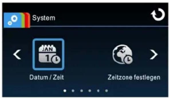 System JAN 1 Datum / Zeit Zeitzone festlegen