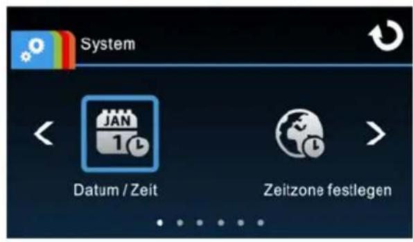 System JAN 1 Datum / Zeit Zeitzone festlegen
