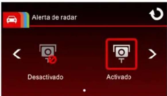 Alerta de radar Desactivado Activado