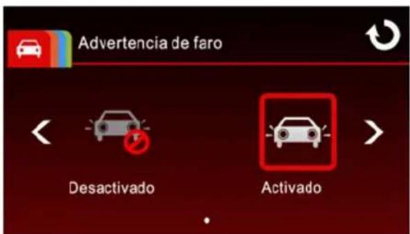 Advertencia de faro Desactivado Activado