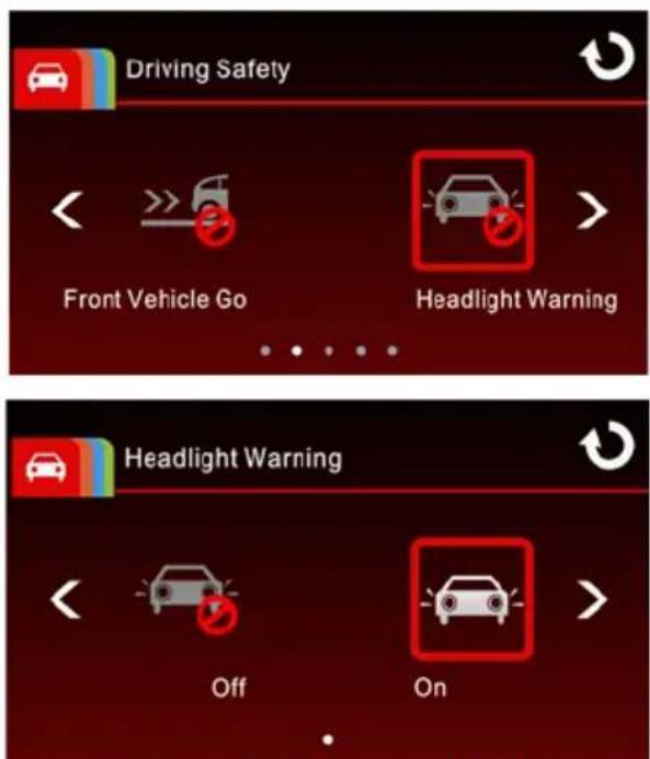 Driving Safety Front Vehicle Go Headlight Warning Headlight Warning Off On