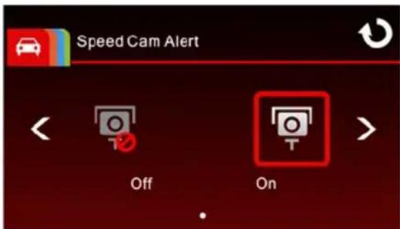Speed Cam Alert Off On