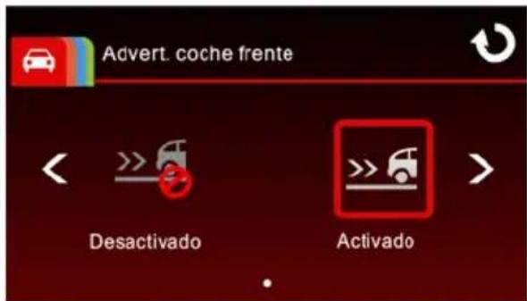Advert. coche frente Desactivado Activado