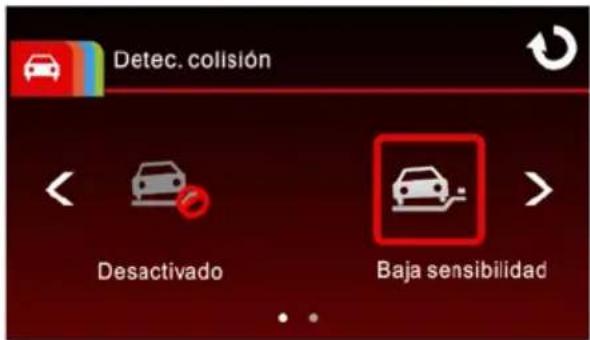 Detec. colisión Desactivado Baja sensibilidad