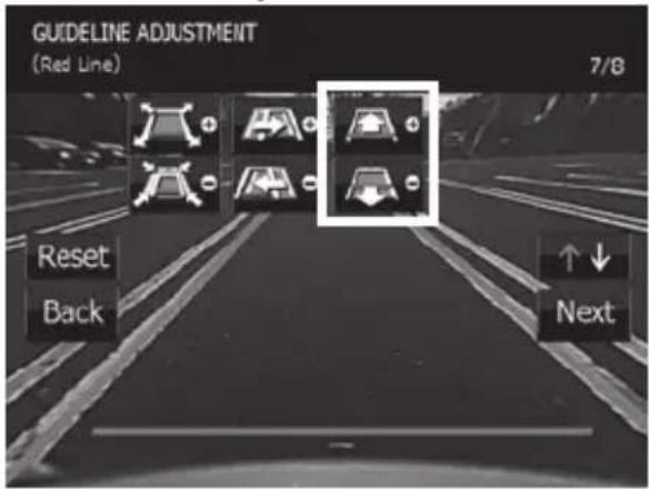 KENWOOD CMOS220 - Afstelling begeleidingslijn groothoekbeeld (Positie-instelling rode lijn) - 1