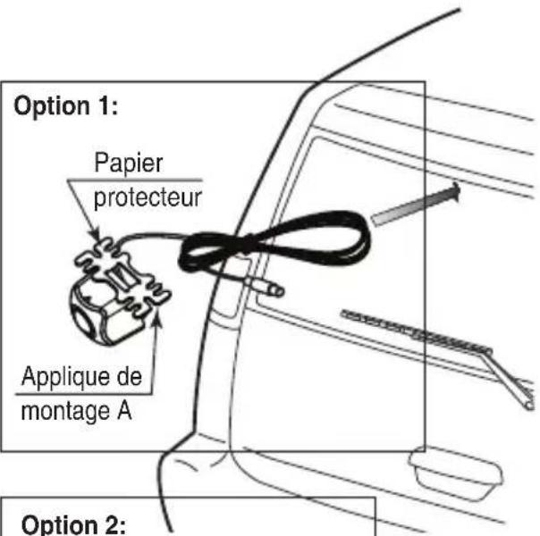 Option 1: Papier protecteur Applique de montage A Option 2: