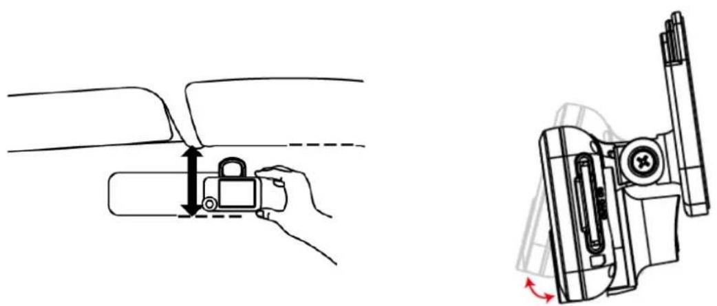 ROAD EYES RecMINI Full HD - Position d'installation ideale 3. Ajustement de l'angle - 1