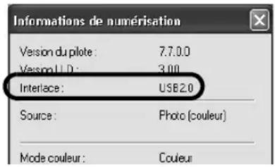 CANON CanoScan LiDE 35 - Vérification de la version USB - 1