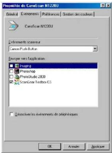 CANON CanoScan N656U - Réglages Événements - 1